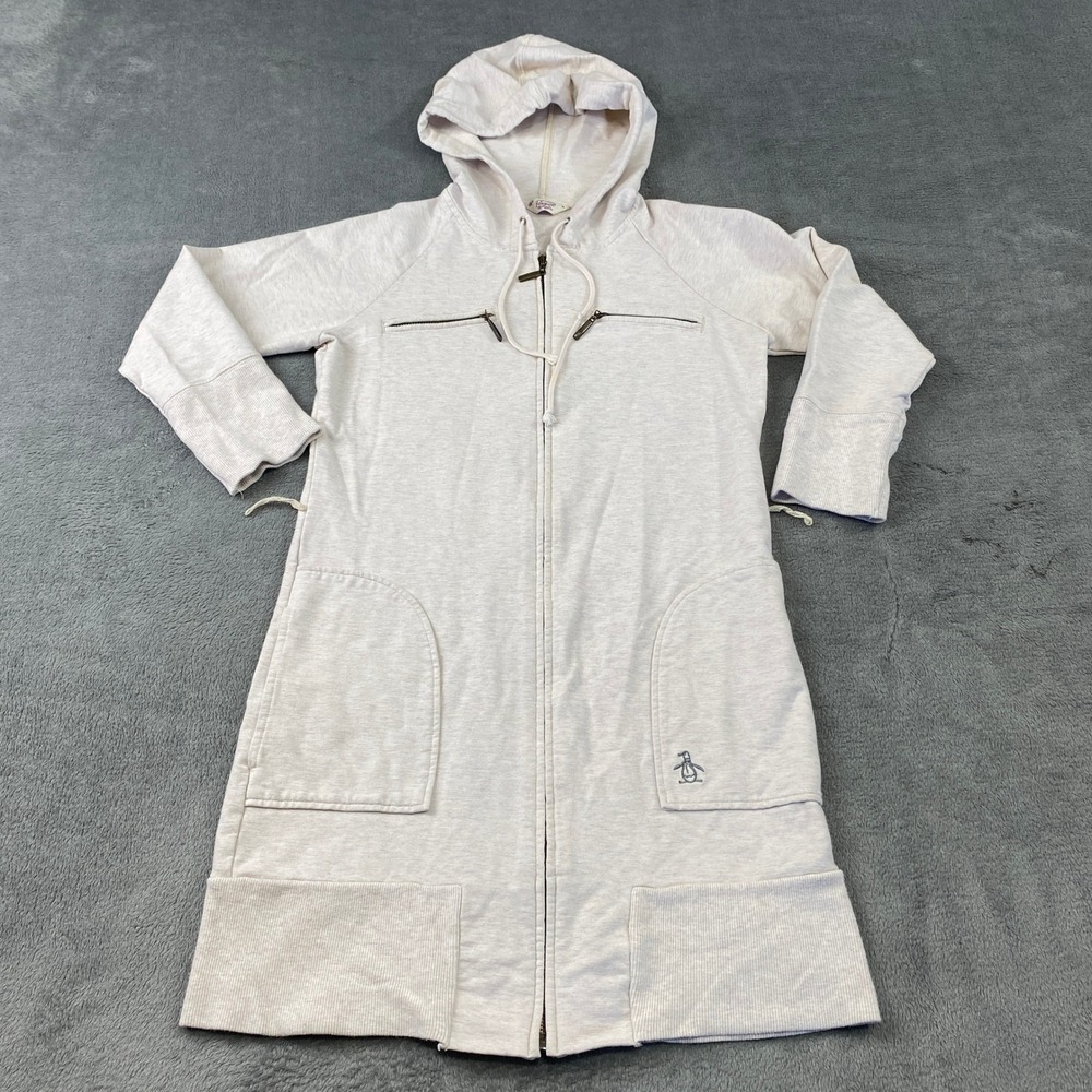 Original Penguin Light Gray Hooded Long Zip Cardigan